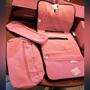 NWOT Caj Beauty Hot Pink Canvas Travel Hanging Toiletry Bag